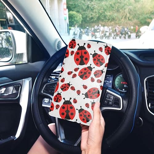 Ladybugs Car Registration and Insurance Holder for Man Woman Leather Vehicle Glove Box Organizer for Essential Documents Automobile Wallet Accessories Case for ID DMV AAA Driver License Cards thumbnail 8