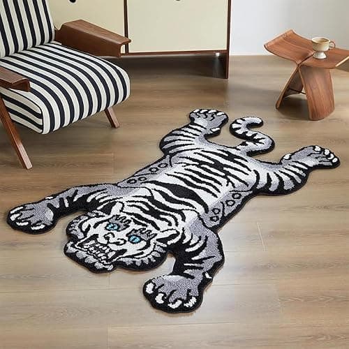 5x3.3 ft Tibetan Tiger Area Rug Tufted High Pile XLarge Indoor Machine Washable Carpet with Nonslip TPR Backing - Bedroom, Bathroom, Living & Dining Room Home Décor, Gray thumbnail 2
