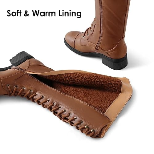 DREAM PAIRS Women's Pu Knee High Riding Combat Boots thumbnail 5