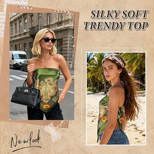 Vylxuxa Large Square Head Scarf Bandana - 35" Satin Hair Scarf for Women Like Silk Scarf Fashion Hair Wrapping thumbnail 2
