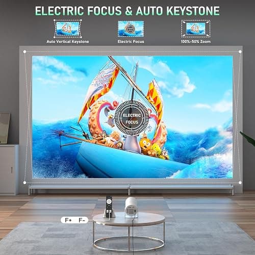 [Netflix Officially & Electric Focus] Projector with WiFi and Bluetooth, XuanPad Full HD 1080P Portable Projector, 210° Rotatable Stand, Auto Keystone, Dust Removal and Heat Dissipation Design - A--Electric Focus Projector thumbnail 4