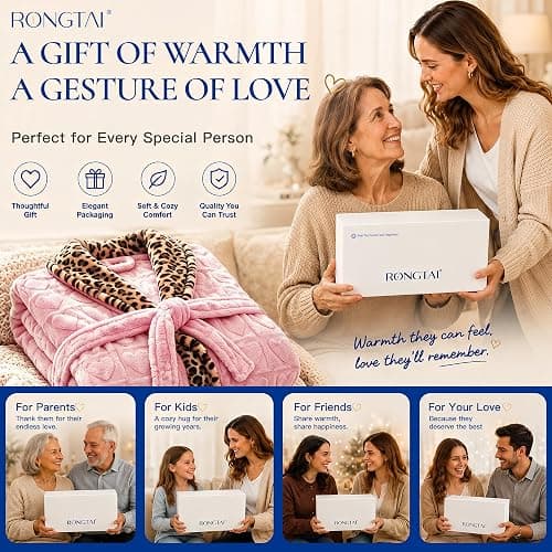 RONGTAI Women's Coral Fleece Long Robe Bathrobe, Jacquard Hearts | Thick coral fleece brings quick lasting warmth, jacquard hearts & textured patterns add a refined cozy home look thumbnail 7