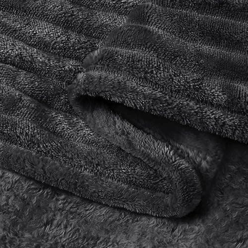 BEDELITE Fleece Blanket Queen Size – 3D Ribbed Jacquard Soft and Warm Decorative Fuzzy Blankets – Cozy, Fluffy, Plush Lightweight Throw Blankets for Couch, Bed, Sofa(Black, 90x90 inches) thumbnail 6