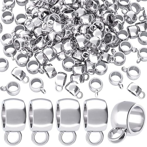 PAGOW 333 Pcs Links Bail Beads, Hypoallergenic Alloy Column Spacer Beads, Silver Connector Tube Charm for Jewelry Making DIY Bracelet Necklace Craft Accessories - Image 1