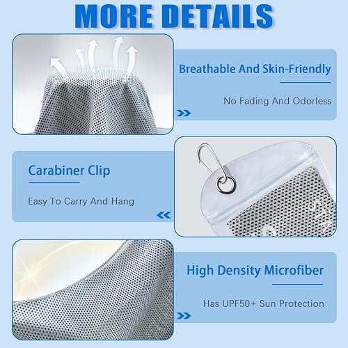 4 Packs Cooling Towel, 40" x 12" Microfiber Cooling Towels for Neck and Face, Soft Breathable Gym Towel for Working Out with Waterproof Bag & Carabiner, Sweat Towels for Running, Yoga, Travel, Climb thumbnail 6