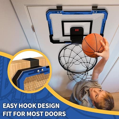 QDRAGON Basketball Hoop Indoor with Electronic Scorer, Mini Basketball Hoop with 3 Balls, Door Basketball Hoop Indoor Toys Gifts for Kid and Adult thumbnail 6