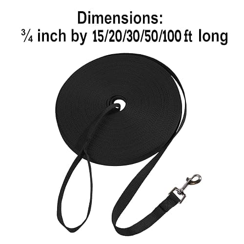 Hi Kiss Dog/Puppy Obedience Recall Training Agility Lead - 15ft 20ft 30ft 50ft 100ft Leash Great for Training, Play, Camping, or Backyard Black thumbnail 4