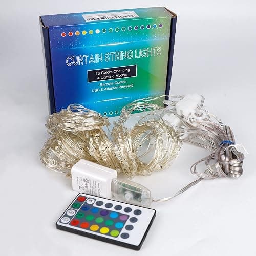 HOME LIGHTING Window Curtain String Lights, 300 LED RGB 16 Colors Changing Fairy Lights, 4 Modes with Remote, USB & Adapter Powered for Halloween Christmas Party Wedding Home Garden Wall Decorations thumbnail 7