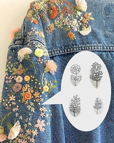 204pcs Water Soluble Hand Sewing Stabilizers，Embroidery Stick and Stitch Embroidery Paper Wash Away Stabilizers，for Embroidery Stabilizers Flower Patterns，for Hand Sewing Lover Beginners.letter&Flower thumbnail 3