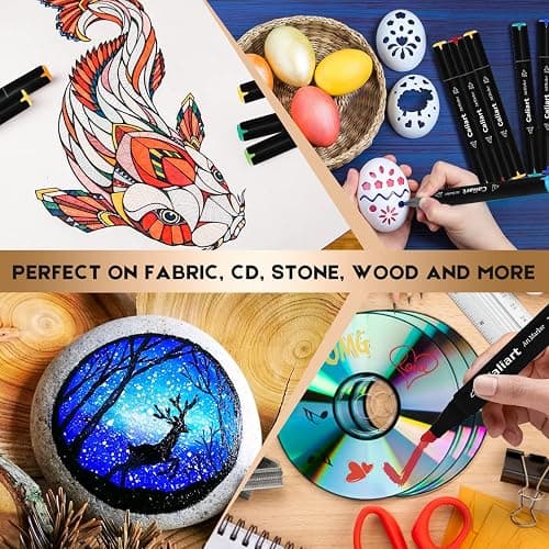 Caliart 100 Colors Alcohol Markers Dual Tip Art Markers for Adult Coloring | Fine & Chisel Tip Permanent Sketch Pens with Storage Case & Bleed-prevention Sheet for Beginners Artists Drawing Illustration thumbnail 7