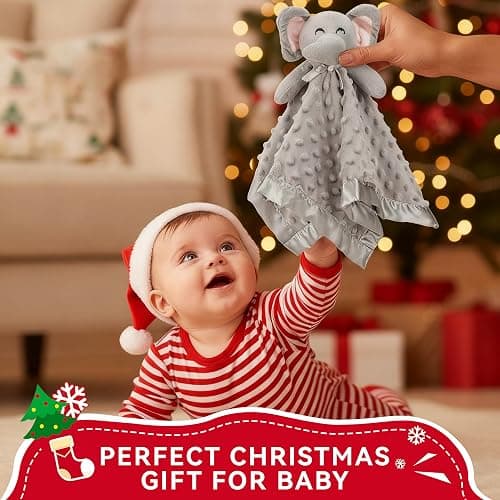 Pro Goleem Elephant Security Blanket, Soft Lovey Unisex Lovie Baby Gifts for Boys and Girls Snuggle Toy Stuffed Animal Newborn Essentials and Items Grey 16 Inch thumbnail 4