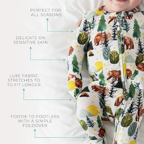 Posh Peanut Convertible Baby Sleepers - Boys Footless Baby Pajamas with 2 Way Zipper for Easy Diaper Changes thumbnail 4