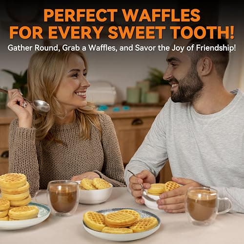 Baker's Friend Multi Mini Waffle Maker Machine, 6 x 3'' Small Waffle Iron, Perfect for Families and Individuals Use, Excellent Choice for Breakfast Brunch Parties & Events, Aqua thumbnail 2