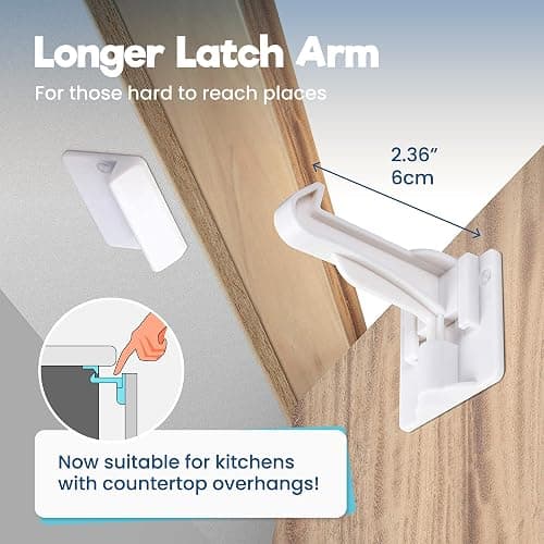 Upgraded Invisible Baby Proofing Cabinet Latch Locks (10 Pack) - No Drilling or Tools Required for Installation, Works with Most Cabinets and Drawers, Works with Countertop Overhangs, Highly Secure thumbnail 3
