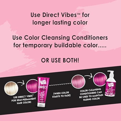 Color Lux Direct Vibes Semi-Permanent Hair Color & Color Cleansing Conditioner Bundle, Magenta, with Bond Builder Complex, Sulfate-Free, Paraben-Free, fl 8 oz + 8.25 fl oz thumbnail 8