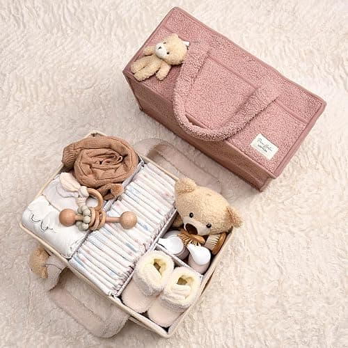 PeraBella Baby Diaper Caddy Organizer with Handle, Boy & Girl Shower Gift Basket, Portable Diaper Storage Basket Bin for Wipes, Newborn Baby Essentials Registry Search Must Haves, Car Caddy Organizer thumbnail 7