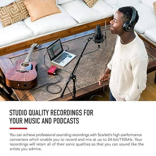 Focusrite Scarlett Solo 3rd Gen USB-C Audio Interface | 1 XLR Mic Preamp, 1 Hi-Z Instrument Input, 24-Bit/192kHz, 56dB Gain Range, Air Mode, macOS/Windows/iPadOS Compatible thumbnail 7