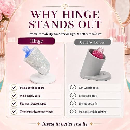 Tweexy Hinge Untippable Anti-Spill Nail Polish Holder | Smartgrip Suction Stand, Tilted for Fingernail Painting & Nail Art (Silver Sparkle) thumbnail 7