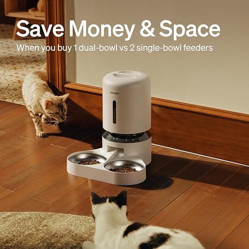 PETLIBRO 5L Automatic Cat Feeder for 2 Cats, 5G&2.4G Wi-Fi Programmable Cat Food Dispenser with Dual Stainless Steel Bowls, Airtight Lock Fresh Technology, Low Food Sensor thumbnail 9