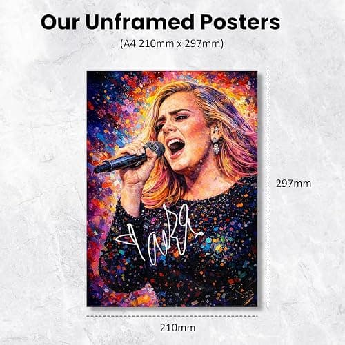 Adele Signed Poster Print - Limited Edition Autograph Fan Gift – Collectible Memorabilia Art Style Wall Art Merchandise (A4 Unframed) thumbnail 2