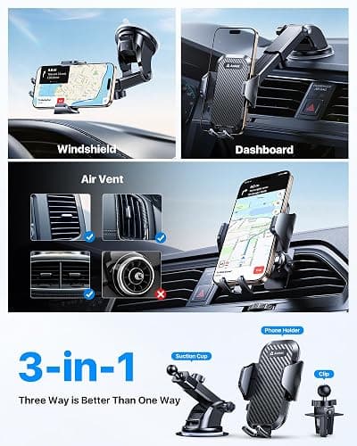 andobil Car Phone Holder, 2025 Military-Grade 89lbs Strongest Suction Phone Holders for Your Car Dashboard/Windshield/Vent Easy Clamp Car Phone Mount Stand for iPhone 17 16 15 14 13 Pro Max Samsung thumbnail 6