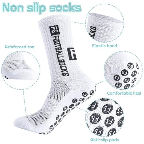 Apricitie 4 Paare Fußball Socken, 39-46 35-38 Fußballsocken Anti Rutsch Grip Sportsocken Rutschfeste Fussball Socken für Herren Damen Kinder thumbnail 5