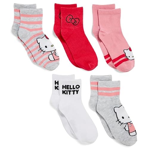 Hello Kitty womens 5 Pack Clean Ribbed Short Ankle SocksCasual Sock - Image 1