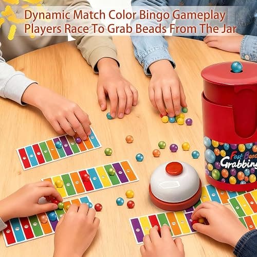 Bryasha Fast Bead Grabbing Game,Color Line Board Game,Match Color Bingo Game Set,Color Games for Kids,Hand Eye Coordination Training,Perfect for Family Game Nights and Group Gatherings thumbnail 7