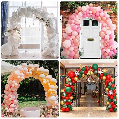 RUBFAC Balloon Arch Kit, 8ft Tall & 9ft Wide Adjustable Balloon Arch Frame Stand with 2 PVC Bases,2 Water Fillable Bags, 50pcs Balloon Clips for Wedding Party Baby Shower Supplies Christmas Decoration thumbnail 7