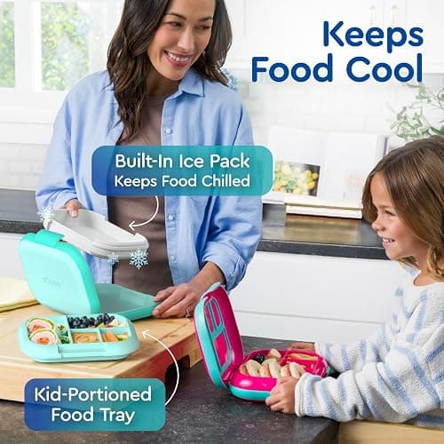 Bentgo Chill Kids Leak-Proof Lunch Box - 4-Compartment Bento Box with Built-In Ice Pack, 3.3 Cup Capacity, PFAS & BPA-Free, Microwave & Dishwasher Safe, Ideal Size for Ages 3 to 7 (Aqua) thumbnail 3