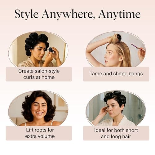 Kitsch Ceramic Thermal Hair Rollers for Women – Self Grip Hair Curlers for Heatless Curls Overnight - Volumizing Large Rollers for Short & Long Hair - For Long Lasting Frizz-Free Curls - Black, 8pcs thumbnail 6