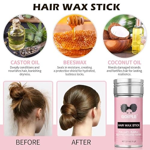 Slick Back Hair Brush & Wax Stick Set for Slick Back Hair – Teasing Boar Bristle Hair Brush for Sleek, Control, Flyaways & Baby Hairs – Wax Stick for Women Sectioning & Smoothing Ponytail Bun - bristle brush & wax stick-2pcs thumbnail 3