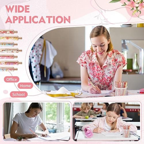 Sherr 7 Pcs Fancy Pens for Women Cute Sparkly Glitter Pens with 10 Pcs Black Ink Refills Pretty Gifts for Girls Office School Christmas Graduation(Floral) thumbnail 7
