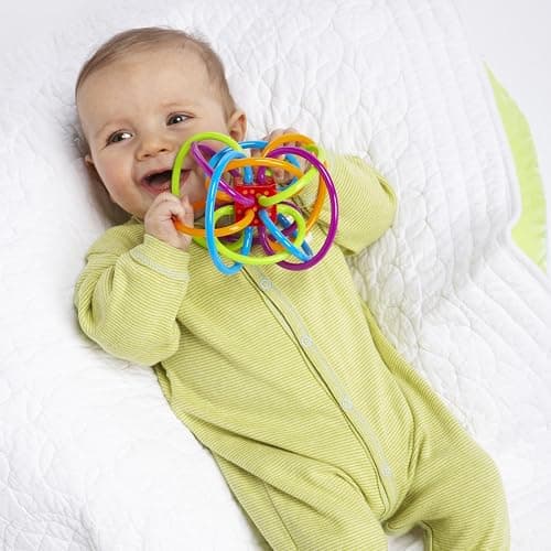 Manhattan Toy Winkel Rattle & Sensory Teether Toy, Blue/Green/Orange, 5 Inch x 4 Inch x 3.5 Inch thumbnail 3