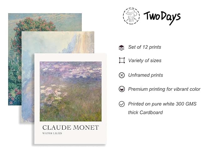 TwoDays Vintage Eclectic Wall Art Prints, Colorful Maximalist Room Decor Aesthetic, Famous Artist Painting Gallery Artwork Posters for Dorm. (Multi Sizes, 8" X 10" Largest, Set of 12, UNFRAMED) thumbnail 3