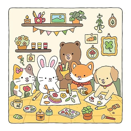 Fuzzy Hygge: Cute and Cozy Coloring Book for Adults & Teens Featuring Adorable Animals Characters for Stress Relief (Fuzzy Friends Coloring) thumbnail 5