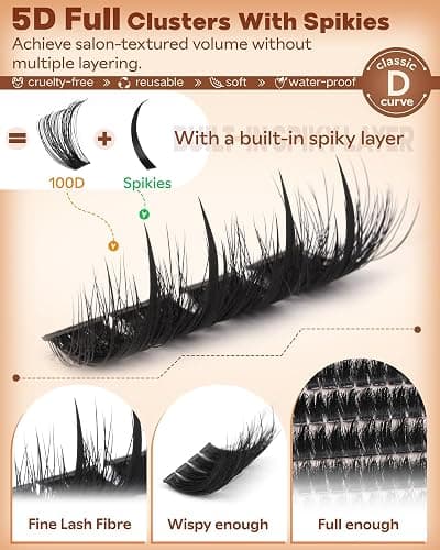 Volume Manga Lash Clusters With Spikes Wispy Cluster Eyelash Extensions Fluffy Anime Eyelashes Clusters with Bottom Lashes Clusters Fairy Individual Lash Extension (D Curve 12-18mm 213 pieces) thumbnail 7