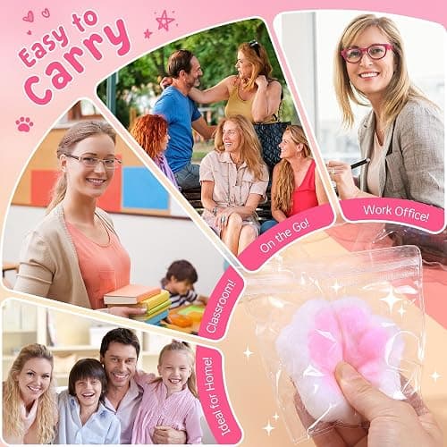 Taba Squishy, 4Pcs Cute Cat Paw Fufu Sticky Squishies Puppy Paw Print, Ultra-Soft Safe Silicone Stretchable Springy Cat Paw, Gifts for Kids Adult thumbnail 7