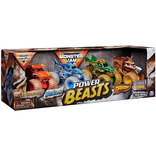 Monster Jam, Power Beasts 4-Pack Monster Trucks (El Toro Loco, Megalodon, Dragon and Horse Power), 1:64 Scale, Kids Toys for Boy & Girls Ages 3 and up thumbnail 5