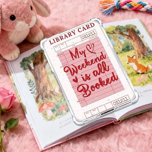 Rngmsi Insert Cardstock for Clear Case - 12 Pcs Library Card Cardstock Inserts Compatible with Kindle Paperwhite 11th-12th, 6.9"X4.8" Pink Bookish Papers for E-Reader Clear Back Cover Accessories thumbnail 2