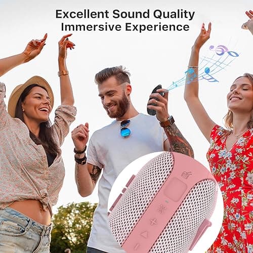 NOBIS Clip N1 Portable Bluetooth Speaker with App, Beat Mode, Up to 24H Playtime, IP68 Waterproof, BT 5.3, HD Sound, Stereo Pairing, Custom EQ, Perfect for Outdoor, Home and Adventure (Pink) - Pink thumbnail 6