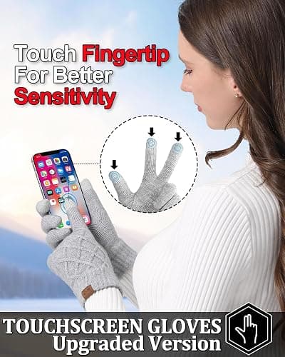 REACH STAR 2 Pairs Winter gloves for women Touch screen Elastic Thermal knit Lining Warm Gloves for Cold weather thumbnail 2