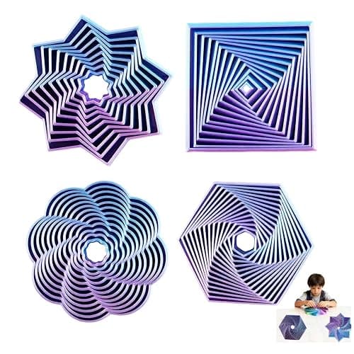 Valentines Day Gifts 4 Packs Expanded Sensory Fidget Star,Fractal Fidget Hexagon,Hexagon Fidget Toy for Relax,Hexagonal Fidget Toy Stress Relief Pocket Toy Birthday Gift - Image 1