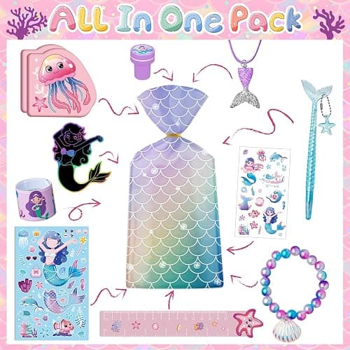 DMIGHT 110Pcs Mermaid Party Favors Including Stampers, Notebooks, Mermaid Party Decorations thumbnail 9