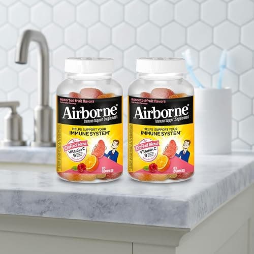 Airborne 750mg Vitamin C Gummies for Adults, Immune Support Gummies with Powerful Antioxidants VIT C & E, Caffeine Free - 2x63ct Bottle (42 Servings), Assorted Fruit Flavor thumbnail 12