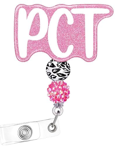 Plifal PCT Badge Reel Holder Retractable with ID Clip for Nurse Nursing Name Tag Card White Patient Care Technician Alligator Clip Hospital Work Accessories thumbnail 2