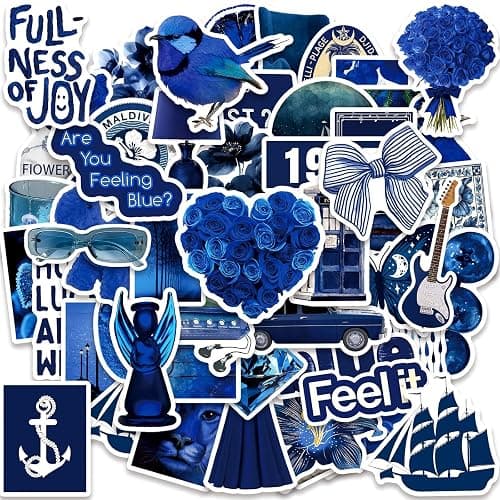 50Pcs Cute Blue Girl Stickers Waterproof Vinyl Y2K Blue Aesthetic Decals for Bike Water Bottles Laptop Bicycle Refrigerator Cup Luggage Computer Mobile Phone Skateboard Decor (Blue-1) - Image 1