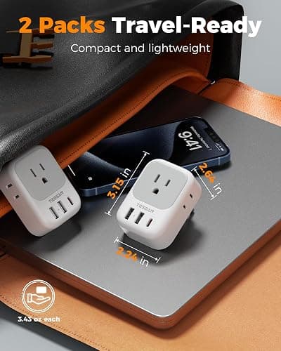 TESSAN European Travel Plug Adapter 2 Pack, Type C Plug | Not Voltage Converter, 4 Outlets 3 USB (1 USB C PD 20W), For Europe Italy Spain France Portugal Iceland Germany thumbnail 6