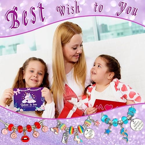 Charm Bracelet/Jewelry Making Kits for Kids Girls,Unicorn Birthday Gifts,Arts Crafts Toys for 5 6 7 8 9 12 Years Old Girls thumbnail 3