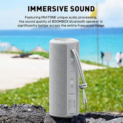 MIATONE Boombox Portable Bluetooth Speaker Wireless Outdoor Waterproof Speaker - Grey thumbnail 2